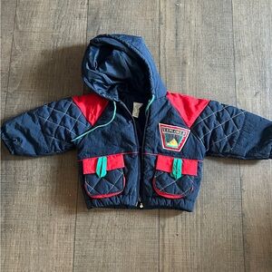 Vintage 90s Colorful Quilted Jacket with Patch
